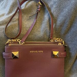 Michael Kors Plum Crossbody with Gold Hardware and Stud Accents